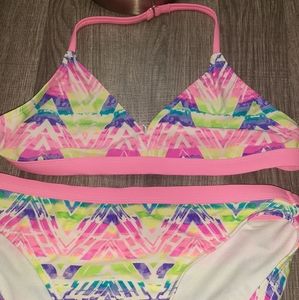 Cute pink,green,blue 2 piece swim suit